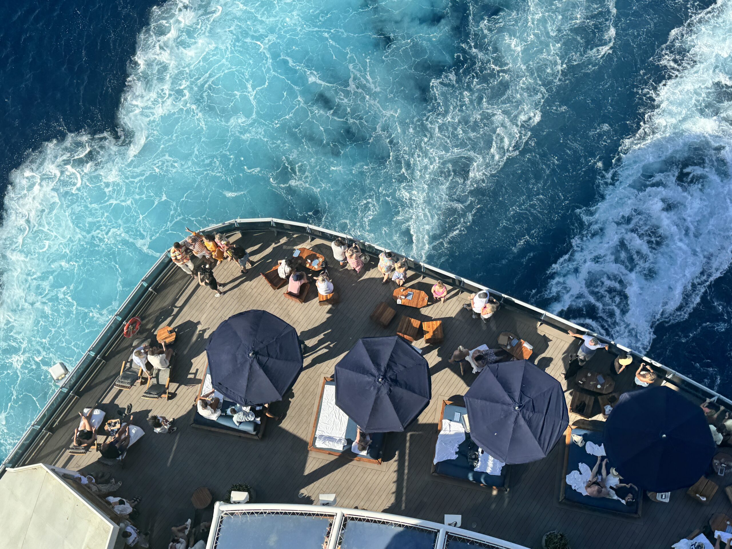 Sailors aboard Scarlet Lady at the Dock