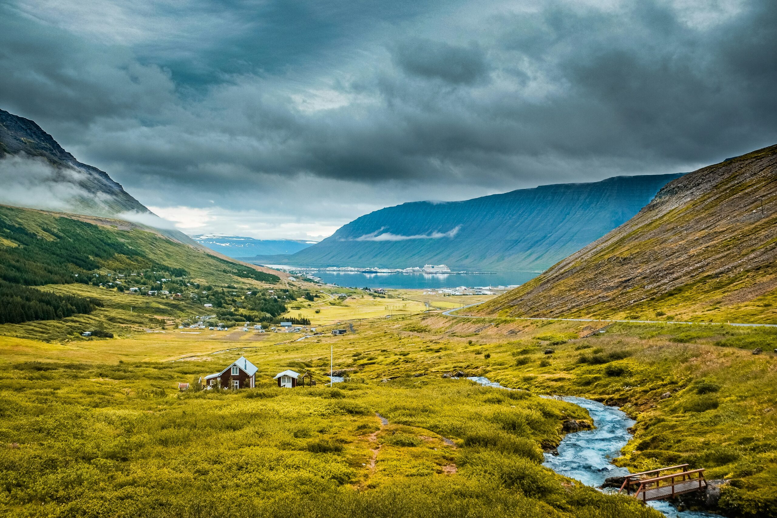 Ísafjörður, Island with mountain view